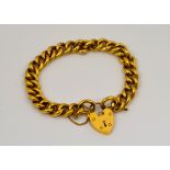 Hallmarked 9ct Gold padlock bracelet. S/D. Approx weight 15.5g.