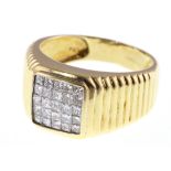 A gents 18ct H/M diamond set signet ring, the 25 princess-cut stones totalling approx 1.