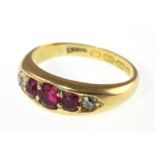 An 18ct Victorian ruby & diamond ring H/M Birmingham 1895,