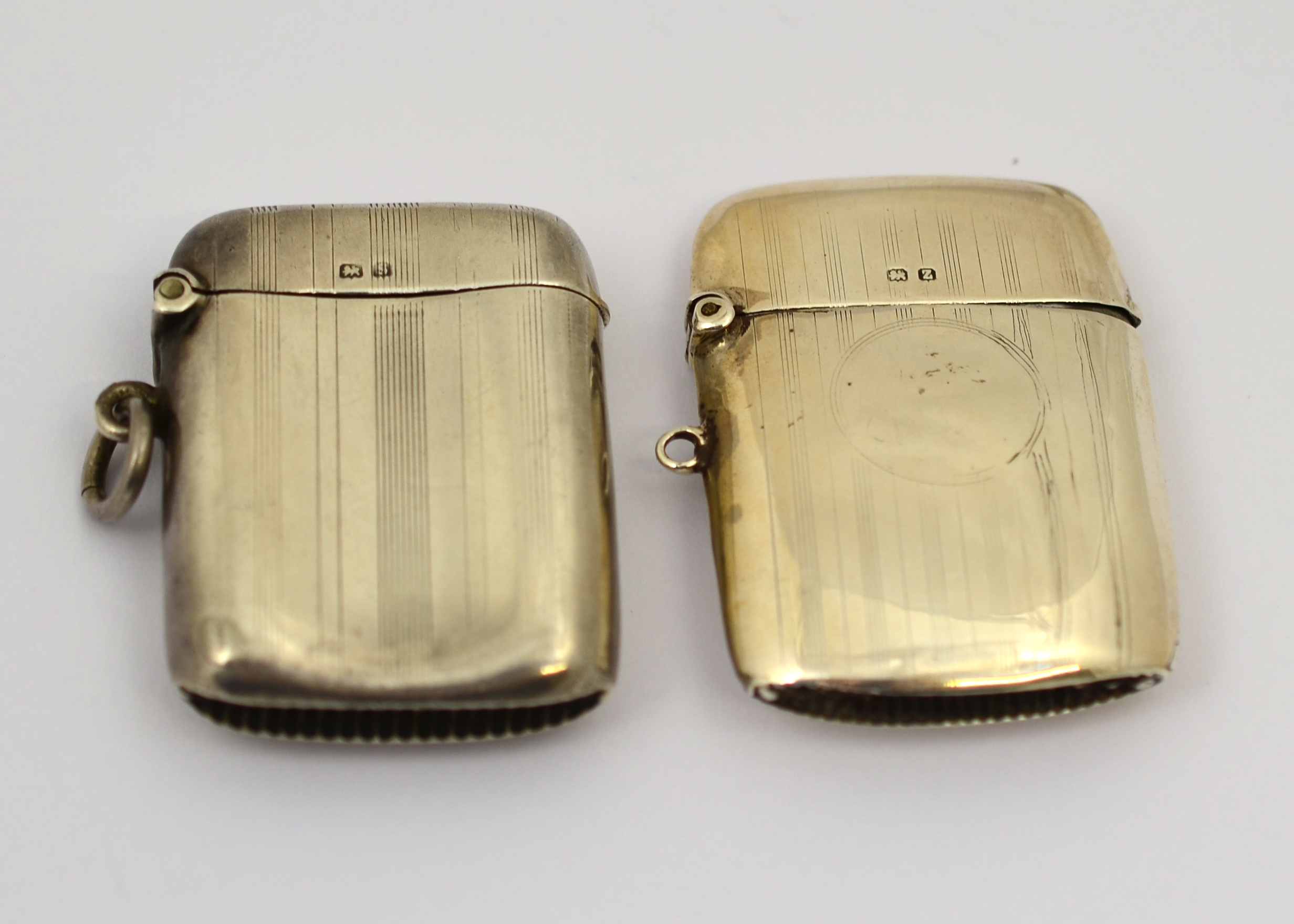 Two silver vesta cases H/M Birmingham 1917 & 1924,