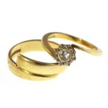 18ct gold Diamond Solitaire ring 0.33ct approx. together with an 18ct gold band.