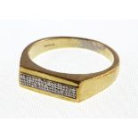 A 9ct H/M diamond set signet ring, approx 4.