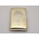 An Edwardian silver cigar case H/M Birmingham 1903 with 'Chester' City Council inscription,