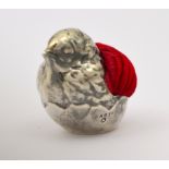 A modern silver 'chick' pin cushion, H/M Birmingham 1989, approx 4.