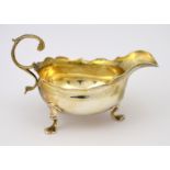 A George II silver sauce boat H/M London 1750,