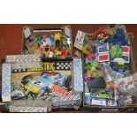 3 Trays of assorted toys including a Scalextric Set 40,