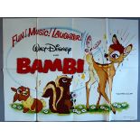 "Bambi" Walt Disney 1960s re-release British Quad film poster (30 x 40 inch) Excellent condition