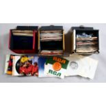 3 boxes of 7 inch singles including Rolling Stones, Respectable, Slade in Flame,