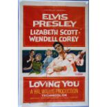 "Loving You" 1957 US one sheet (41 x 27 inch) starring Elvis Presley with printing by Amalgamated