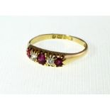 A Victorian 18ct H/M Ruby & Diamond five