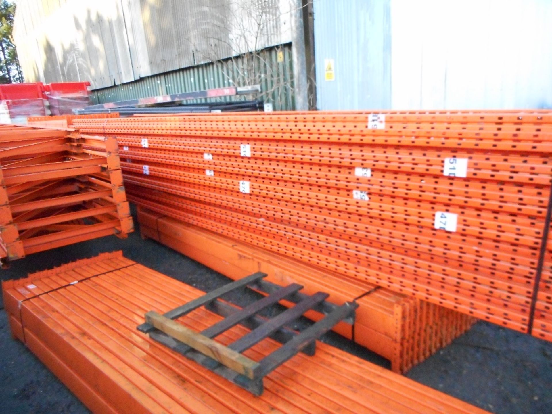 Large quantity of orange pallet racking plus beams - Image 2 of 3