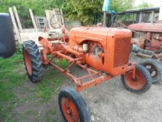 Allis Chalmers vintage tractor with mid mounted hoe