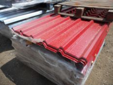 50no sheets of red painted 10ft length unused box profile roof sheets