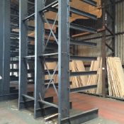 Cantilever Board/timber racking heavy duty type. This lot consists of 2 bays (3 uprights)