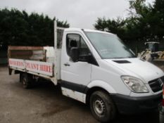 Mercedes Sprinter drop side long bed pickup with tail lift REG:KF56 EDX