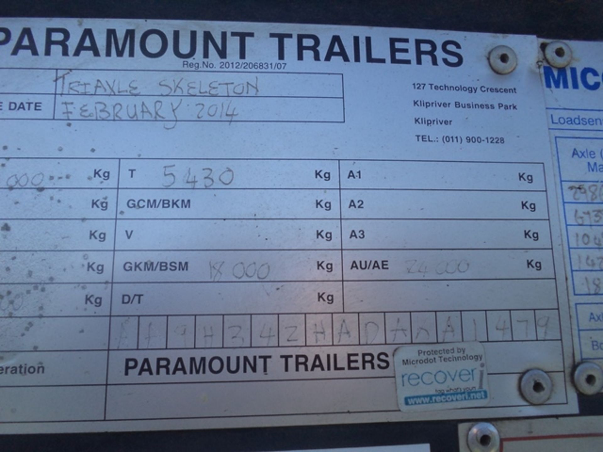 2013 PARAMOUNT TRI-AXLE REARLINK SKELETAL TRAILER  - 14 DAY PAPER DELAY - Image 3 of 3