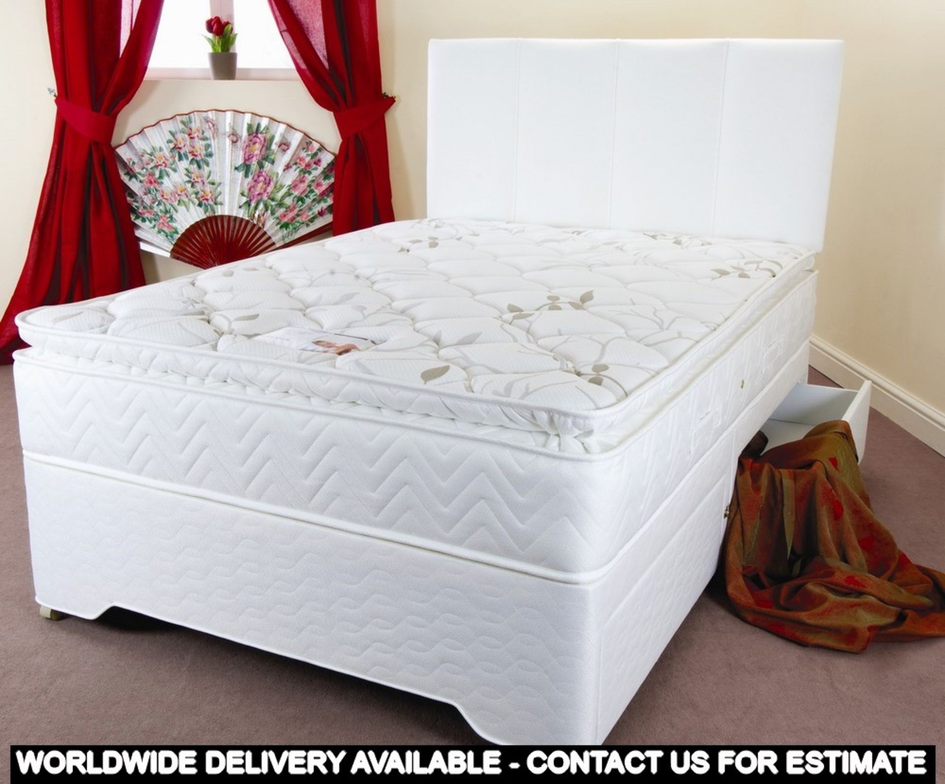 3ft Pillowtop Pocket Divan Set with sprung edge base (sd15a+sdd3fff)