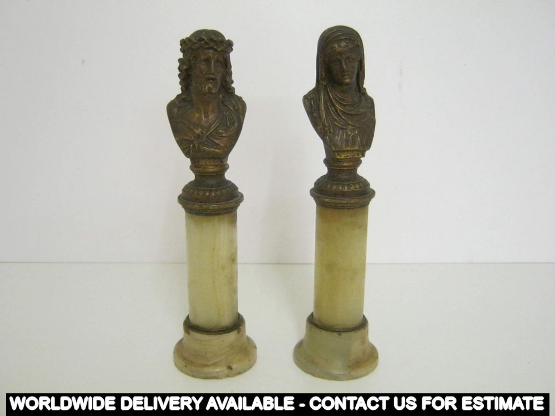Pair of gilt bronze mounted figures of Jesus Christ and Mary Magdalene