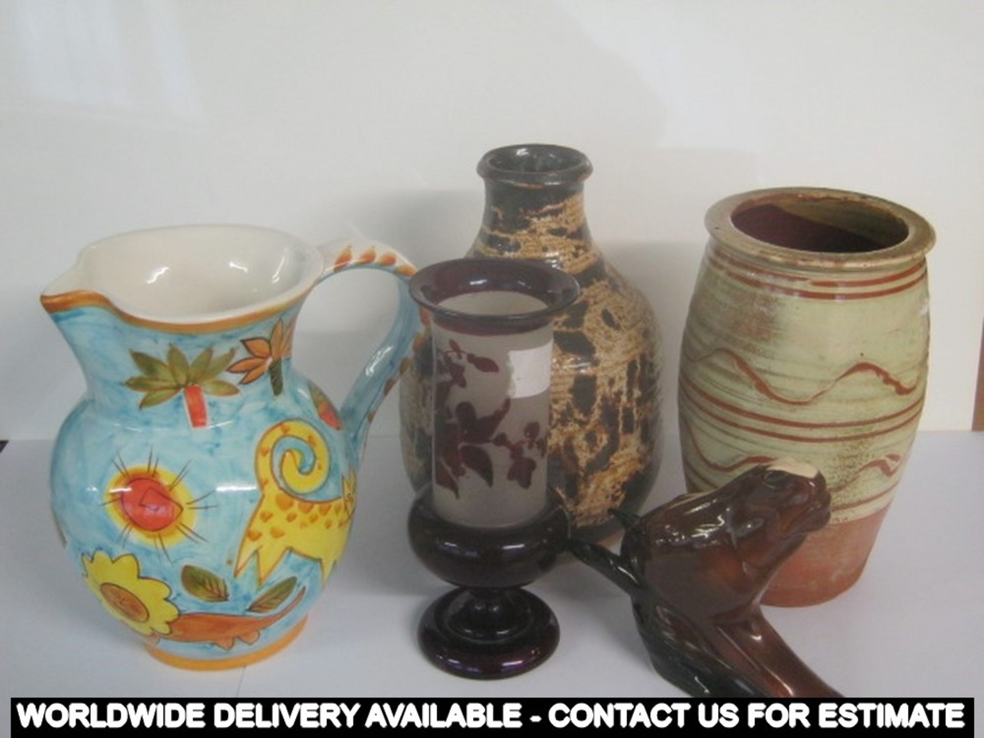 Five items of ceramics and glass