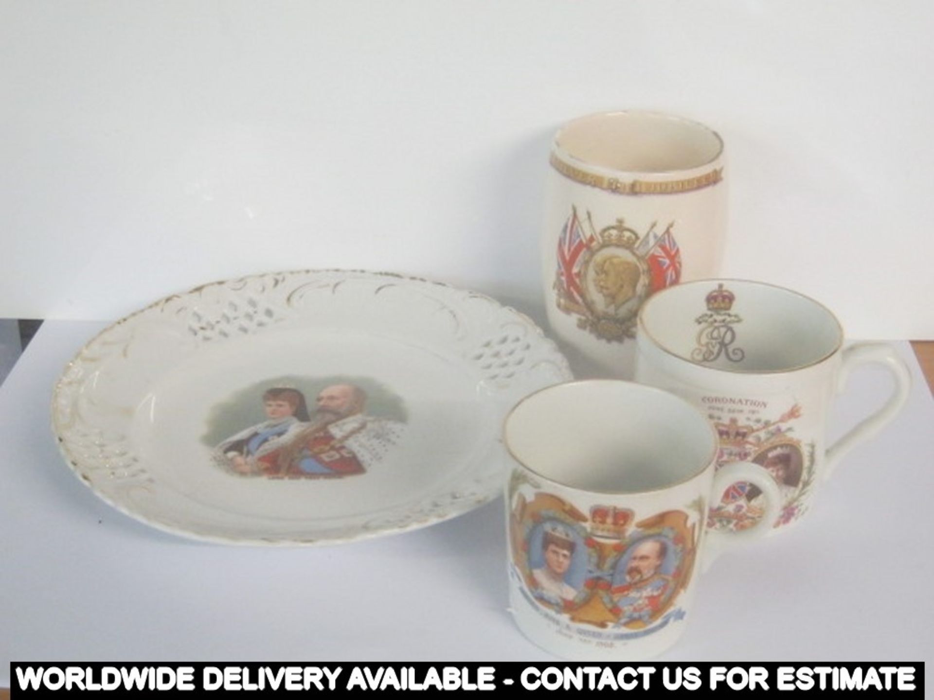 Four pieces of Coronationware including one piece of Shelley  -  plate