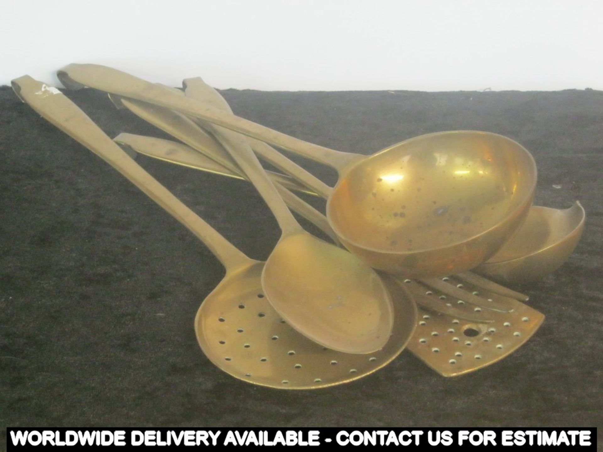 Brass set of cooking utensils