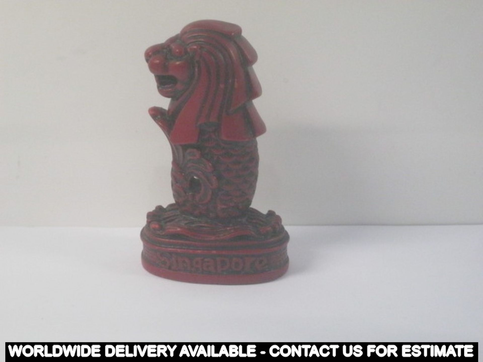 2 x red resin dragons - one marked SINGAPORE and MERLION - Image 2 of 5