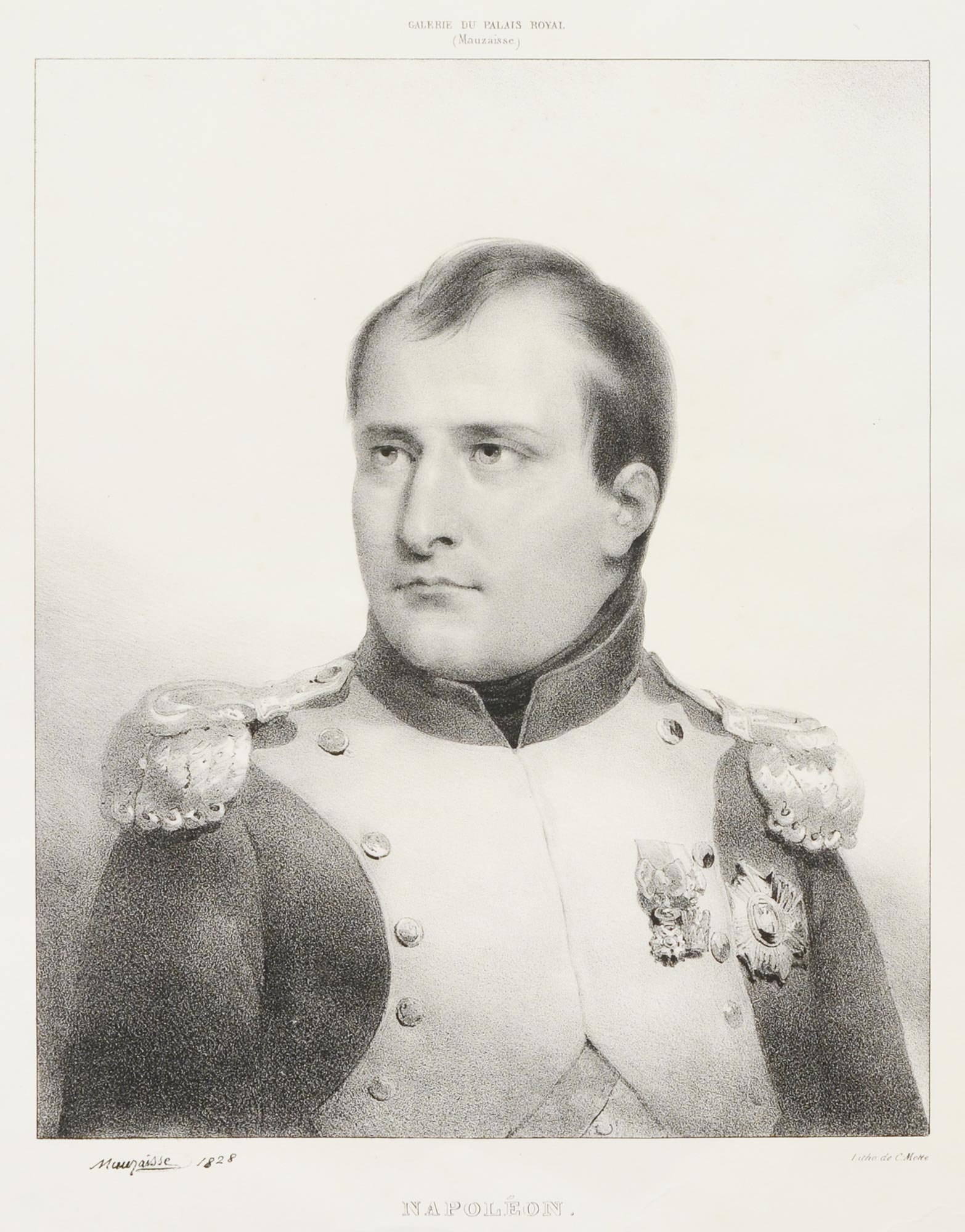 Jean Baptiste Mauzaisse (1784-1844)  NAPOLEON. 1828. A portrait of Napoleon Bonaparte. Lithography