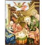 Anonymous author  NATIVITY. 19th century. Adoration of shepherds in a hut of Bethlehem in front of