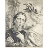 Max Švabinský (1873-1962)  POET AND HIS MUSE. Wood engraving on paper, 534x415 mm, signed ‘M