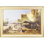 A. Jellinek  MOTIFS FROM ARABIAN CITY I. 20th century. Marketplace. Oil on canvas, 53x78,5 cm,