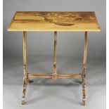 FOLDING TABLE  France, Nancy, Emile Gallé, 1890s. Salon table with hinged board, legs carved from