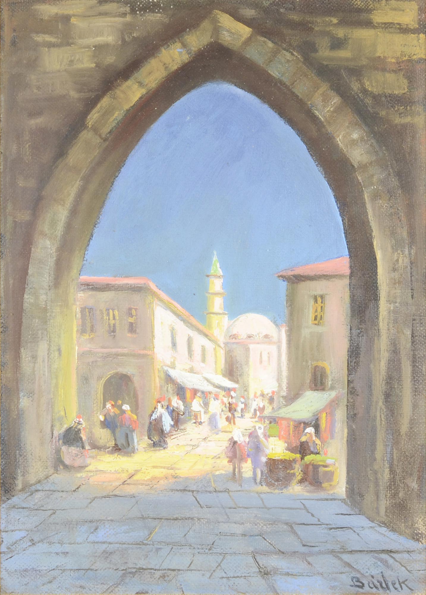 Julius Bartek (1930-2004)  JERUSALEM II. Oil on canvas (set in cardboard), 32,5x23 cm (inside