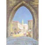 Julius Bartek (1930-2004)  JERUSALEM II. Oil on canvas (set in cardboard), 32,5x23 cm (inside