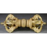 VAJRA DORJE  Thibet, 19th century. Thunderbolt, ritual object of tantric Buddhism, gently wrought