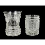 TWO GLASSES  Austria, Vienna, 1840s. Water glass made of clear glass is decorated all-over with