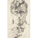 Rudolf Mather (1891-1975)  SELF PORTRAIT. 1929. Dry point on silk paper, 40,6x24,3 cm (inside