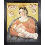 Anonymous author  NURSING MADONNA. 19th century. Virgin Mary with crown and fine veil is pictured