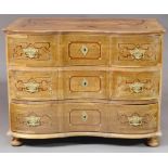 BAROQUE CHEST OF DRAWERS  Austria, 1770s – 1780s. Chest of three drawers on four turned legs with