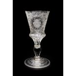 GOBLET IN ROCOCO STYLE  Silesia, 2nd half of 18th century. Bell-shaped cut goblet of clear glass, on