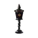 KIDDUSH CUP  Bohemia, Carlsbad, Moser ?, beginning of 20th century. Octagonal bell-shaped cup on