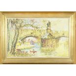 Karel Šustek (*1912)  CHARLES BRIDGE. Oil on canvas, 53,5x83,5?cm (inside frame measurement), signed