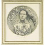 Albín Brunovský (1935-1997)  GIRL. Ex libris Josef Pavlík. Mezzotint on paper, 143x131 mm (inside