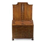 SECRETAIRE  Middle Europe, around 1800. Inlaid writing secretaire with a hinged board from the