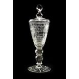 ENGRAVED GOBLET  Silesia, 1st half of 18th century. Baroque goblet of clear glass, with conic body