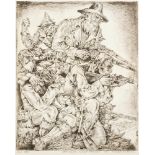 Rudolf Mather (1891-1975)  SCENE FROM A WAR. Etching on paper, 29,4x23,7 cm, marked in pencil ‘