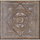 MATZO TRAY  Czech Lands, 20th century. Carved wooden board on four bronze legs, the Star of David in