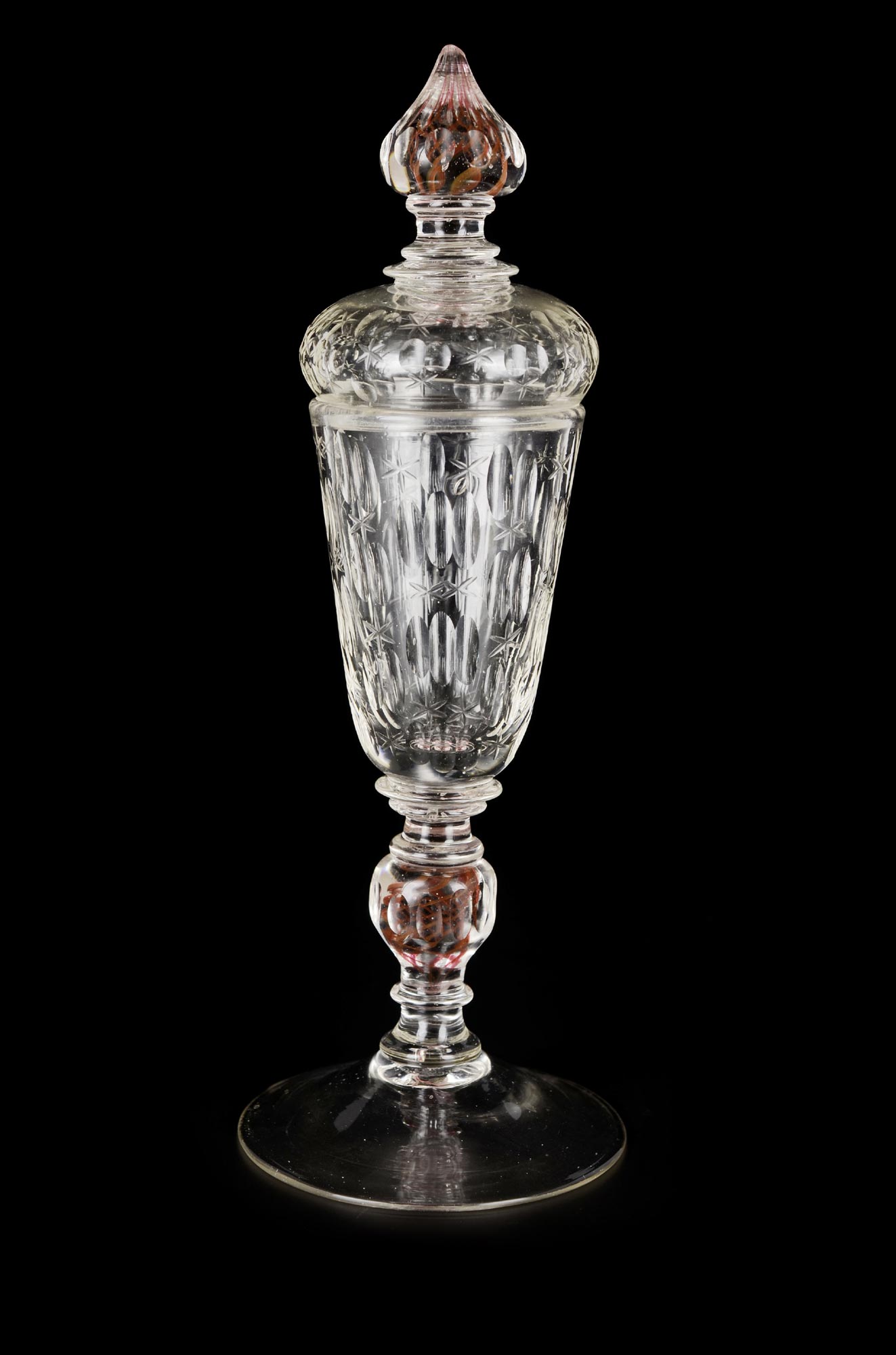 TWO CLASSICISTIC GOBLETS  Bohemia, 2nd half of 18th century. Conic goblet of clear glass on baluster - Image 3 of 3