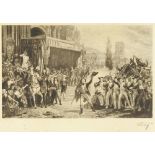 Edmond Pennequin, Auguste Vinchon (1789-1855)  BONAPARTE IN A CROWD. 19th / 20th century. Etching on