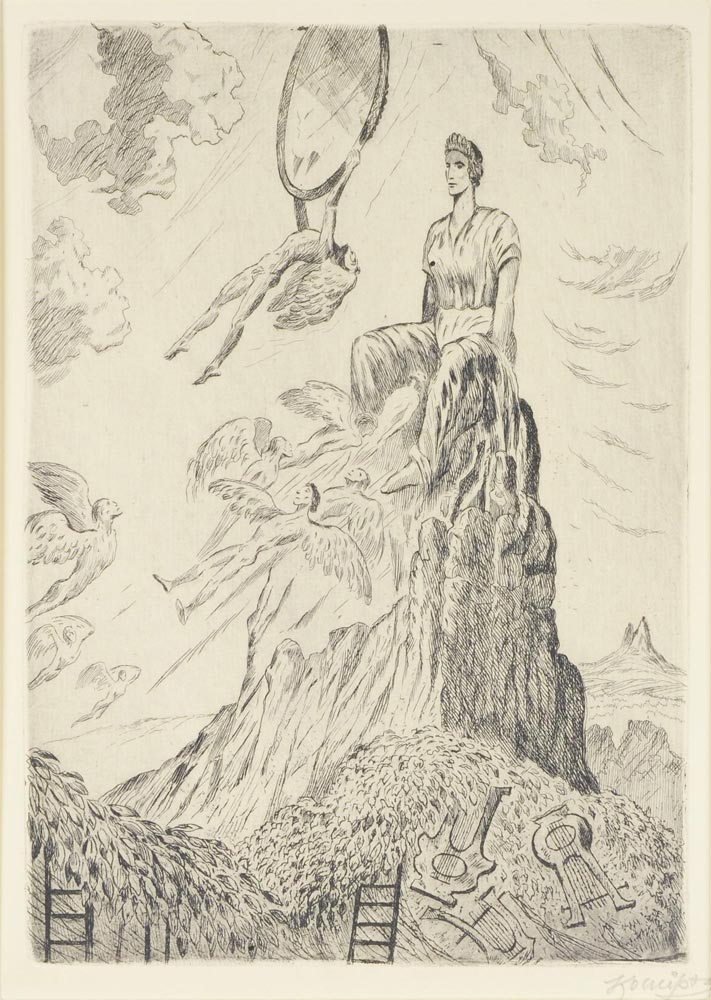 Jan Konupek (1883-1950)  GLORY. 1940. Etching on paper, 245x170 mm, signed ‘Konupek’ in pencil lower