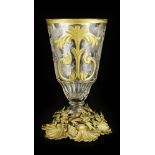 BAROQUE GOBLET IN MOUNTING  Silesia, 18th century (mounting 19th century). Conic goblet of clear